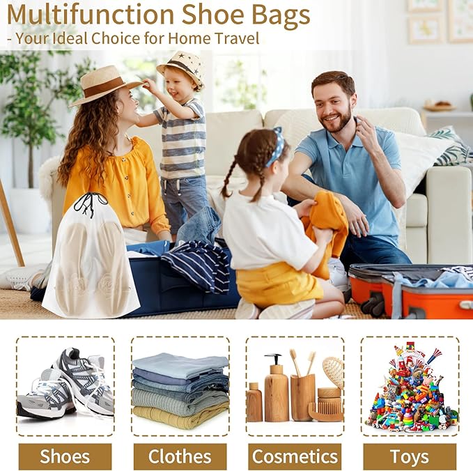 20 Pack Shoe Bags for Travel, 15.7" x 11.8" Clear Travel Shoe Bags for Packing, Large Waterproof Portable Drawstring Travel Shoe Storage Bag Travel Essentials Women for and Men