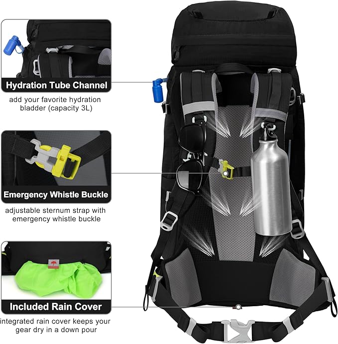 N NEVO RHINO Internal Frame Hiking Backpack 50/60/65/70/80L, Mountain Climbing Camping Backpack Daypack Waterproof Rain Cover | Mountain Climbing, Camping Backpack, Daypack, Waterproof, Rain Cover