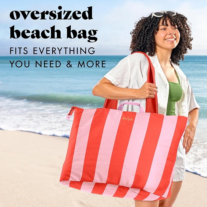 Fit & Fresh Large Beach Bag for Women - Extra Large Travel Tote With Pockets