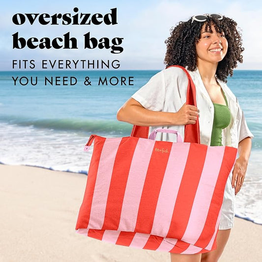 Fit & Fresh Large Beach Bag for Women - Extra Large Travel Tote With Pockets