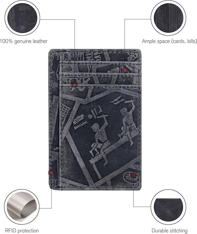 Oak Leathers Leather Slim Minimalist Wallet for Men & Women RFID Front Pocket Leather Card Holder Wallets