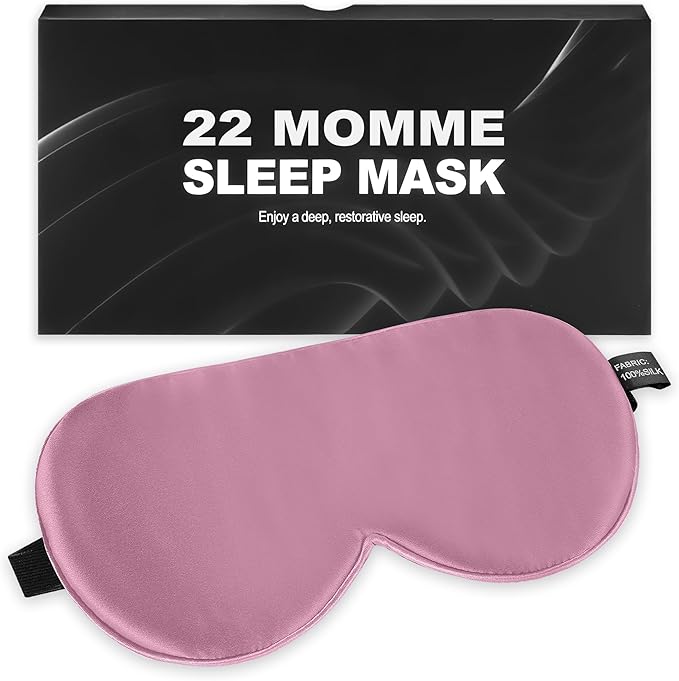 Sleep Mask, Silk Eye Mask for Sleeping with Adjustable Strap, Satin Blackout Sleeping Eye Mask for Men&Women, Comfortable Blindfold Eyeshade for Night Sleep(22 Momme Pink)