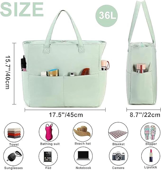 Bluboon Waterproof Beach Tote Pool Bags for Women Ladies Extra Large Carry On Bag With Wet Compartment for Weekender Travel