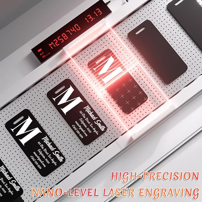 4 PCS Personalized Luggage Tags for Suitcase, Custom Engraved Aluminum Luggage Tags with Your Personalized Text Logo, Metal Name Tags with Steel Loop for Bag, Suitcase, Backpack (Red, Small)