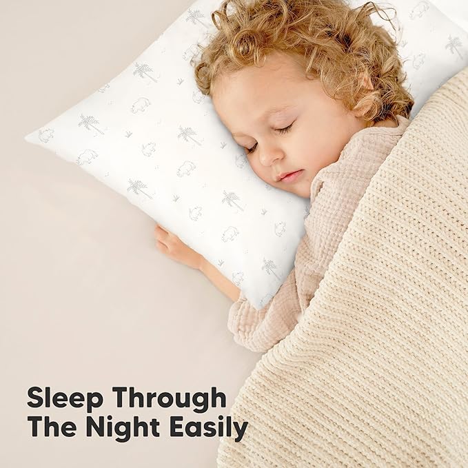 KeaBabies 2-Pack Toddler Pillow 13x18 - Soft Organic Cotton Kids Travel Bed Pillows for Sleeping, School, Nap, Machine Washable, Toddlers 2 to 5, Pillowcase Sold Separately (Wild Horns)