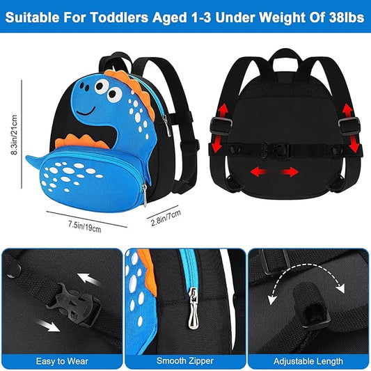 Accmor Toddler Backpack Leash, Cute Dinosaur Kids Harness Backpacks with Anti Lost Wrist Link, Adorable Child Backpack Mini Bag Wristband Tether Strap Leashes for Baby Boys Girls Ages 1-3 Years