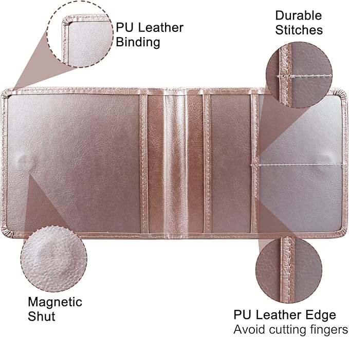 Car Registration and Insurance Holder, Leather Registration and Insurance Card Holder, Vehicle Glove Box Organizer - For Documents, Cards, License (Rosegold)