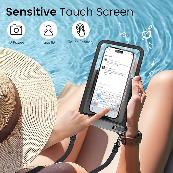 [Up to 8.5" Waterproof Phone Pouch - 2 Pack Waterproof Phone Case for iPhone 16 15 14 Pro Max Galaxy S25 S24 Ultra, IPX8 Dry Bag with Lanyard for Beach Travel Essentials