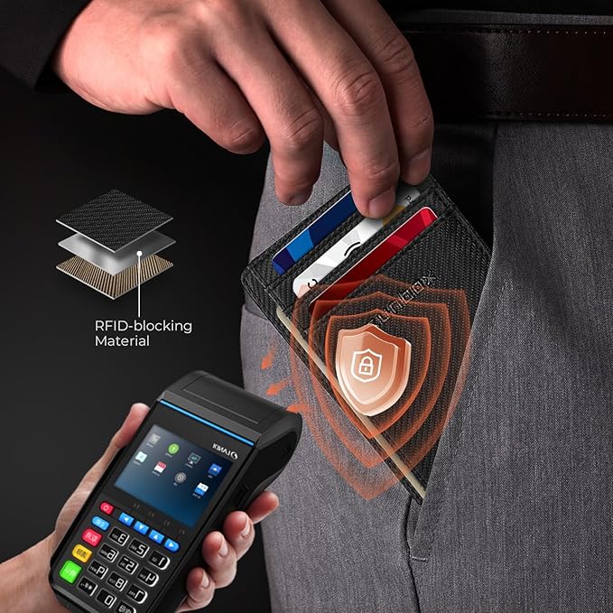 RUNBOX Slim ID Cases Minimalist Front Pocket RFID Blocking Leather Wallets for Men and Women Card Holder Wallets Gifts for men