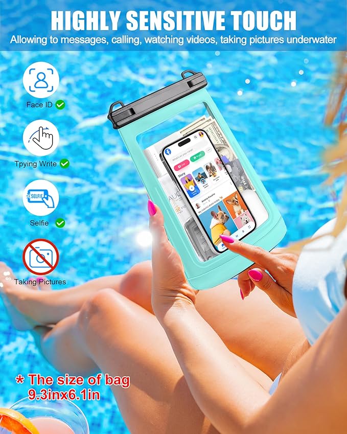 Waterproof Phone Pouch for iPhone 16 15 14 11 Pro Max & Galaxy S24 S21 - Floating Large Capacity Dry Bag Stores Sunscreen, Sunglasses - Oversized Waterproof Bag for Beach, Swimming, Kayaking