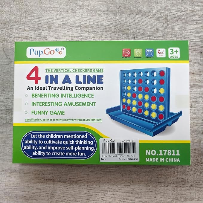 2-Pack Mini Pocket Sized 4 in a Row Board Game for Kids Ages 3+, Perfect Travel Sized Classic Games for Planes and Cars, Fun and Engaging Match Four Game for Children Ages 3 to 8 Years Old