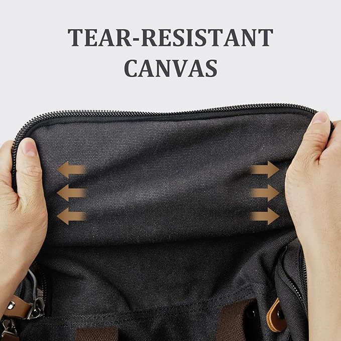 Gonex Canvas Duffle Bag for Travel 50L Expandable Duffel Weekend Overnight Bag men (Dark Gray)