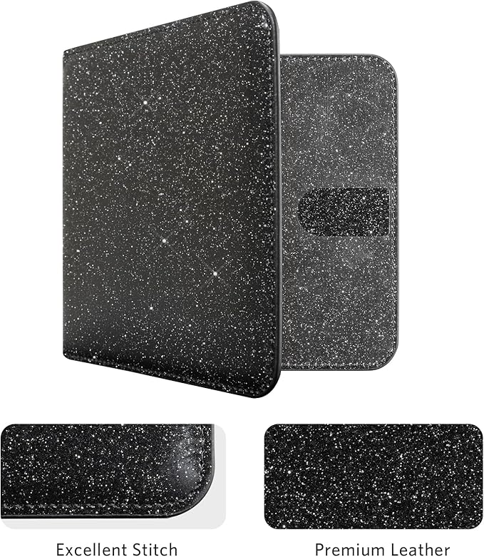 CoBak Car Registration and Insurance Holder - Vehicle Glove Box Car Organizer, Auto Truck Comparment Accessories Case for Essential Document, Driver License, Cards (Glitter Black)