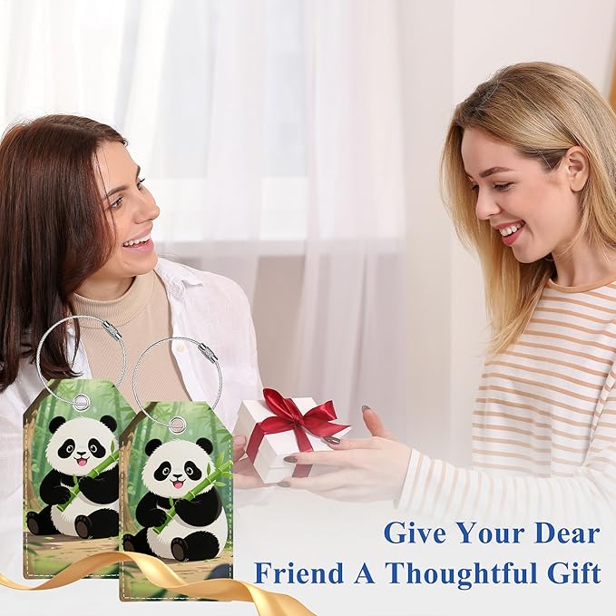 Luggage Tag, Personalized Luggage Tags for Suitcases, Cute Bag Tags for Backpacks Handbag School Instrument with Name ID Label Travel Essentials, Unique Fun Baggage Tags 2 Pack, Panda