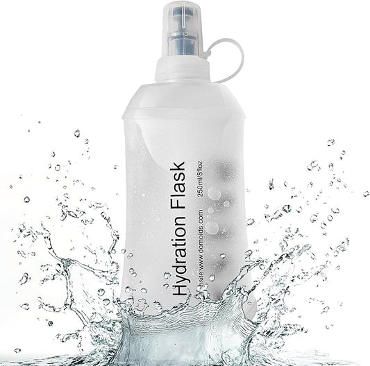 FR 250ml Soft Flask, Collapsible Soft Water Bottle for Hydration Packs - Running & Hiking Folding Water Bottle （White）