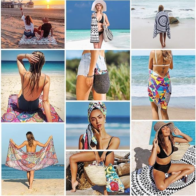 Genovega 2 Packs Oversized Beach Towel Set 36 x 72 in Large Big Pool Camping Swim Clearance Soft Towels Travel Essentials Accessories Must Haves Vacation Adult Gifts Women Men Necessities