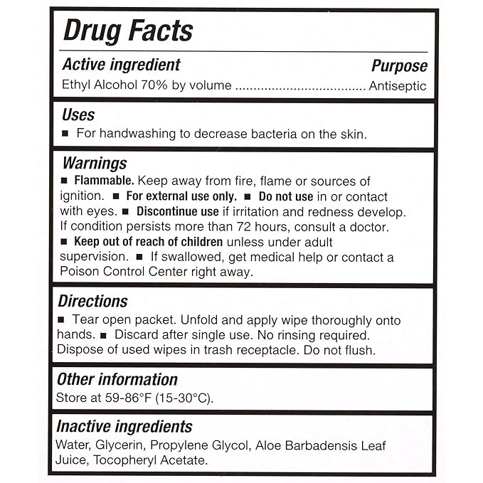 McKesson Hand Sanitizing Wipes [100 Count] Alcohol Wipes with Aloe and Vitamin E, Travel, Individually Wrapped