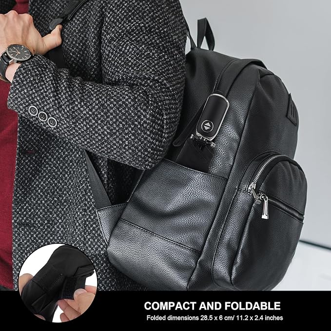 LEAGERA Compact Travel Umbrella for Purse - Flat Handle, Waterproof for Light Rain