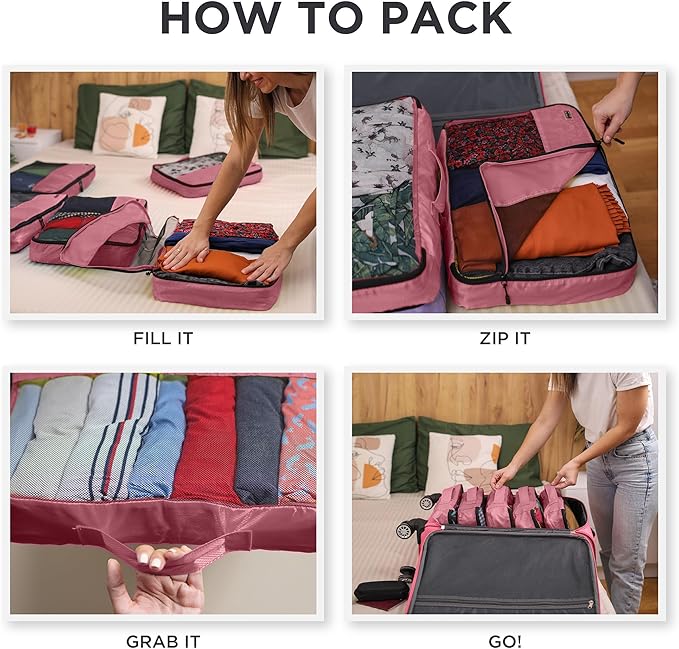 Large Packing Cubes for Suitcases - 5 Pcs set of Packing Cubes for Travel Carry on Suitcase Organizer Bags - Travel Cubes Organizer Bags for Luggage