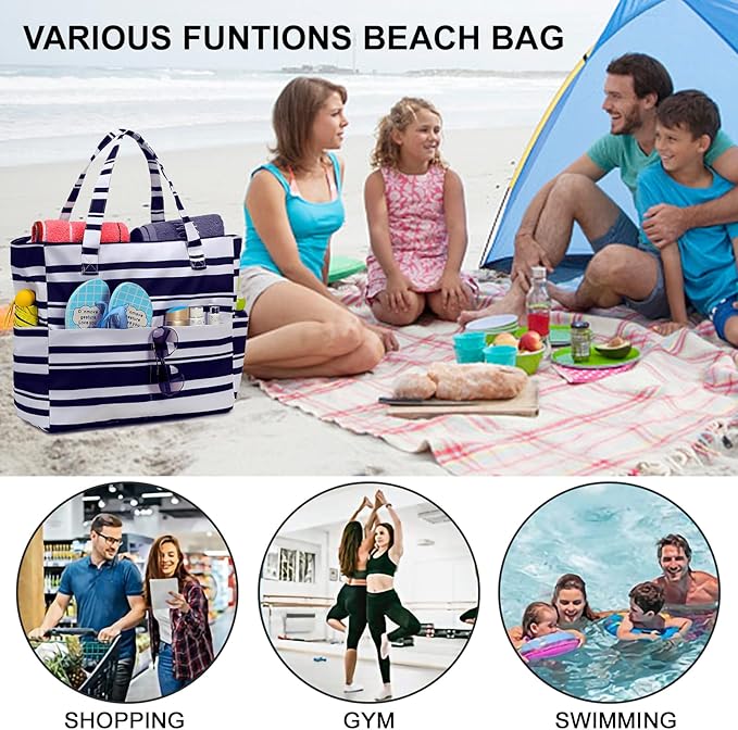 Bluboon Waterproof Beach Tote Pool Bags for Women Ladies Extra Large Carry On Bag With Wet Compartment for Weekender Travel