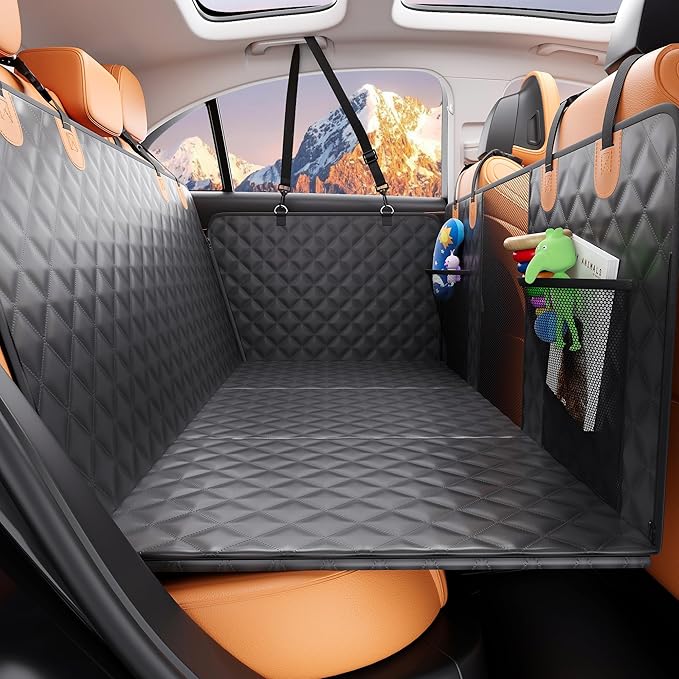 Pet Car Seat Cover Backseat - Upgraded Back Seat Extender for Dogs, 600D Scratchproof, PU Thickened, Waterproof Hammock, 400 lbs, Easy to Clean/Install, Universal for Cars SUV Truck, Pet Protector