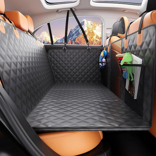 Pet Car Seat Cover Backseat - Upgraded Back Seat Extender for Dogs, 600D Scratchproof, PU Thickened, Waterproof Hammock, 400 lbs, Easy to Clean/Install, Universal for Cars SUV Truck, Pet Protector
