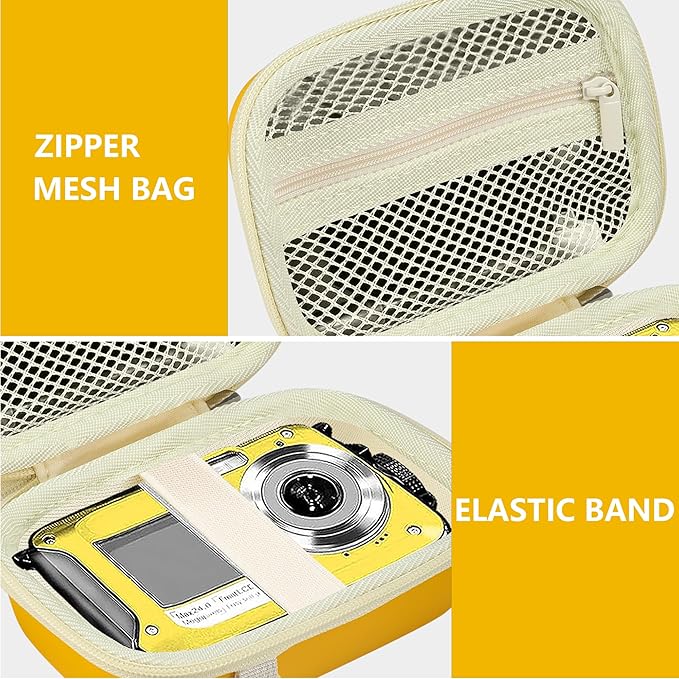 Leayjeen Underwater Camera Case Compatible with YISENCE/QUNVAL/Yifecial/YEEIN 11FT Waterproof Camera,Selfie Underwater Camera for Snorkeling Compact Floatable-Yellow（Case Only）