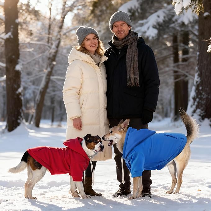 BAOBICUTE Dog Basic Hoodie Soft Dog Clothes Cold Weather Sweaters for Medium Large Dogs Cozy Fabric Warm Sweatshirt with Leash Hole (Blue, XS (Back: 10.24",Chest: 14.96", Neck: 11.42"))