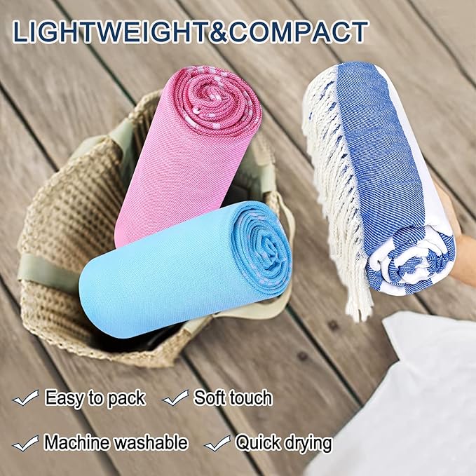 2 Pack Oversized 39 x 72 Turkish Beach Towels, Super Absorbent & Quick Dry, Sand Free, Lightweight, Adults Travel Towels