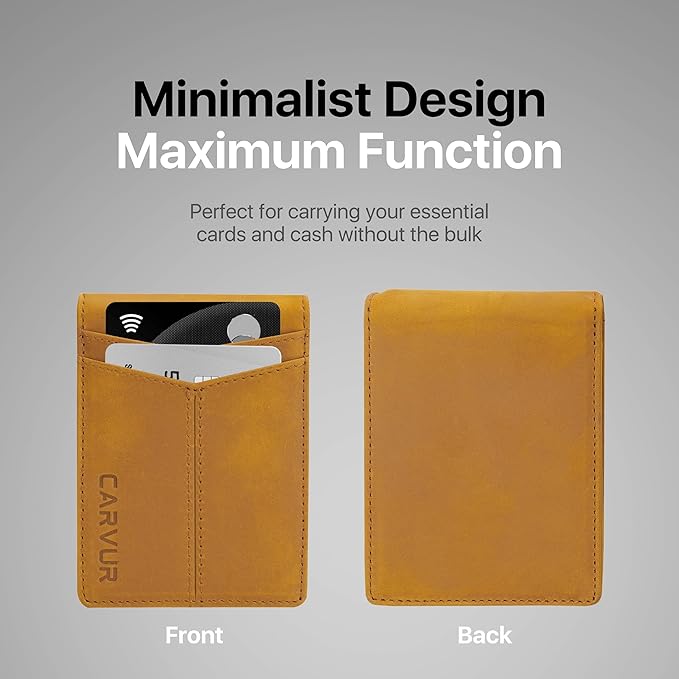 Slim Bifold RFID Blocking Full Grain Genuine Leather Front Pocket Minimalist Thin Wallet with Money Clip for Men - (SB20)