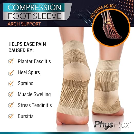 Compression Socks 20-30mmHg for Plantar Fasciitis, Achilles Tendonitis Relief - Ankle Compression Sleeve for Heel Spurs, Foot Swelling & Fatigue - Arch Support Brace for Everyday Use (1 Pair)