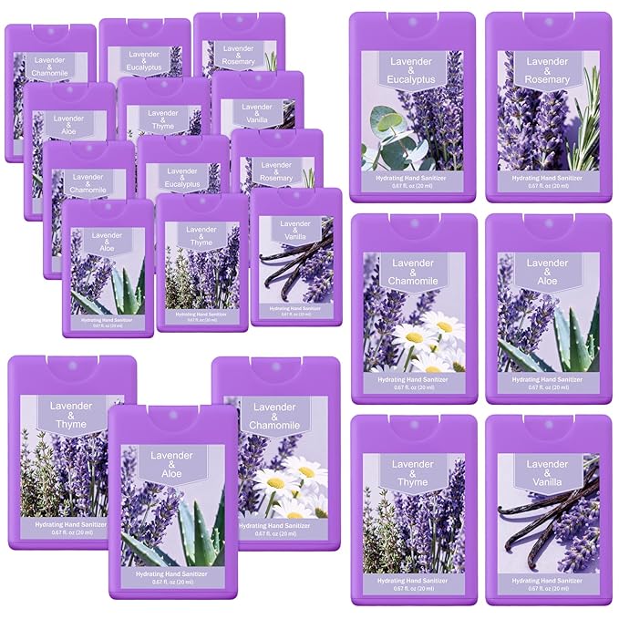 6 Pcs Hand Sanitizer Spray Lavender Scented Hydrating Hand Sanitizer Travel Size Portable Cleans Hands Sanitizing for Travel Adults Office Team Family School