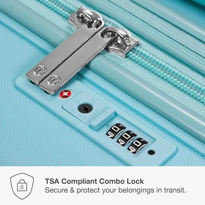 Traveler's Choice Pagosa Indestructible Hardshell Expandable Spinner Luggage, Baby Blue, 26-Inch Medium