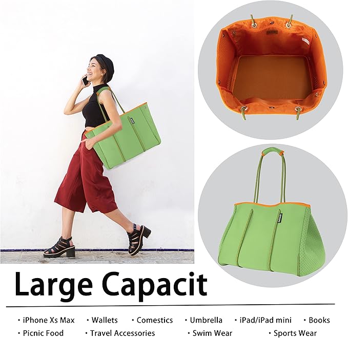 QOGiR Neoprene Multipurpose Beach Bag Tote with Inner Zipper Pocket … … … …