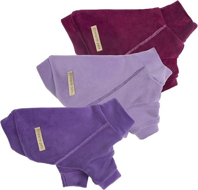 Fitwarm 3 Pack Classic Fleece Dog Sweater, Turtleneck Dog Sweatshirt, Dog Winter Clothes for Small Dogs Boy Girl, Pet Pullover Jumper, Cat Apparel, Purple, MediumPurple, Dark Red, Medium