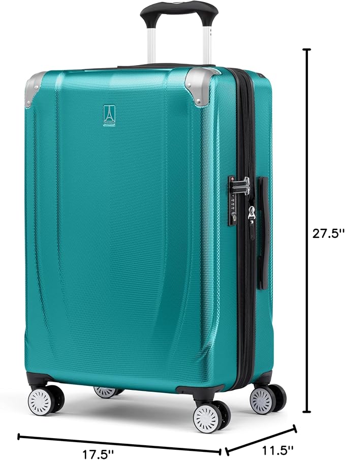 Travelpro Pathways 3 Hardside Expandable Luggage, 8 Spinner Wheels, Lightweight Hard Shell Suitcase, Checked Medium 25 Inch, Kayak