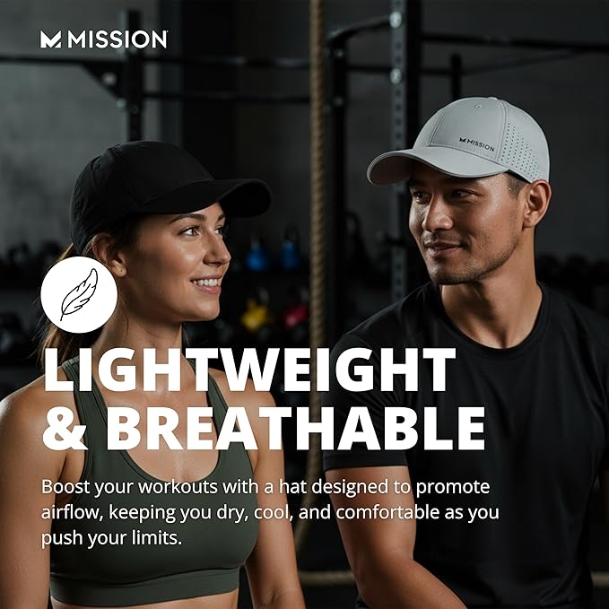 MISSION Cooling Vented Performance Hat Unisex One Size Cap for Workouts, Golf & Running, Sweat & Water Activated Technology