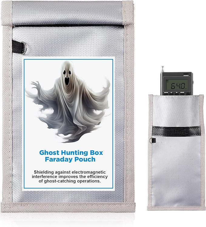 Dunzy Ghost Hunting Box Faraday Pouch Ghost Hunting Equipment 7.9 x 4.9 in Fireproof Waterproof Faraday Bags Shield Electromagnetic Interference Case Investigation Paranormal Equipment