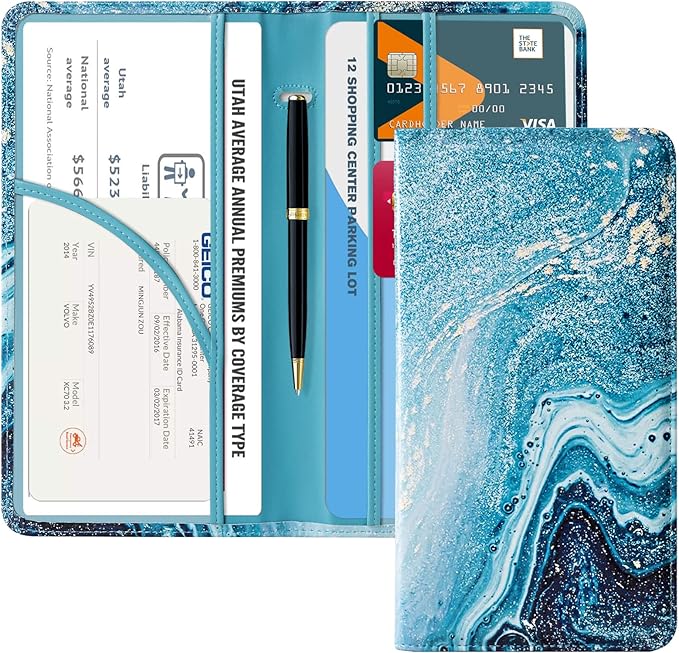 CoBak Car Registration and Insurance Holder - Vehicle Glove Box Car Organizer,Auto Truck Comparment Accessories Case with Magnetic Closure for Driver License,Cards