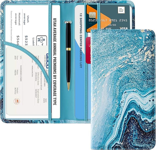 CoBak Car Registration and Insurance Holder - Vehicle Glove Box Car Organizer,Auto Truck Comparment Accessories Case with Magnetic Closure for Driver License,Cards