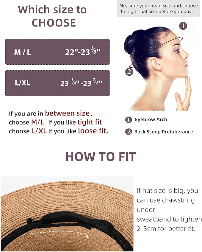 FURTALK Womens Mens Wide Brim Straw Panama Hat Fedora Summer Beach Sun Hats UPF Straw Hat for Women