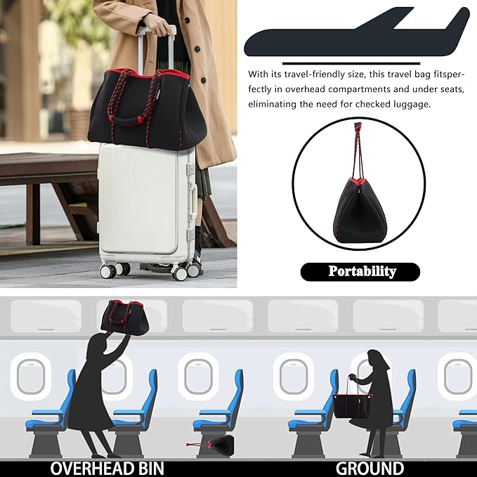 QOGiR Neoprene Multipurpose Beach Bag Tote with Inner Zipper Pocket … … … …