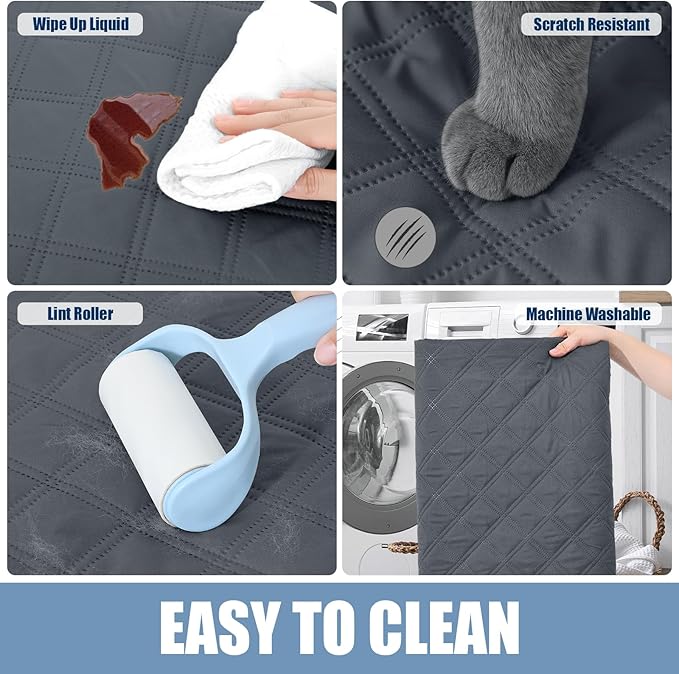 Smiry Waterproof Dog Bed Cover Pet Blanket, Soft Washable Dog Blanket for Furniture Bed Couch Sofa Reversible, Checkered (82"x82", Dark Grey/Black)