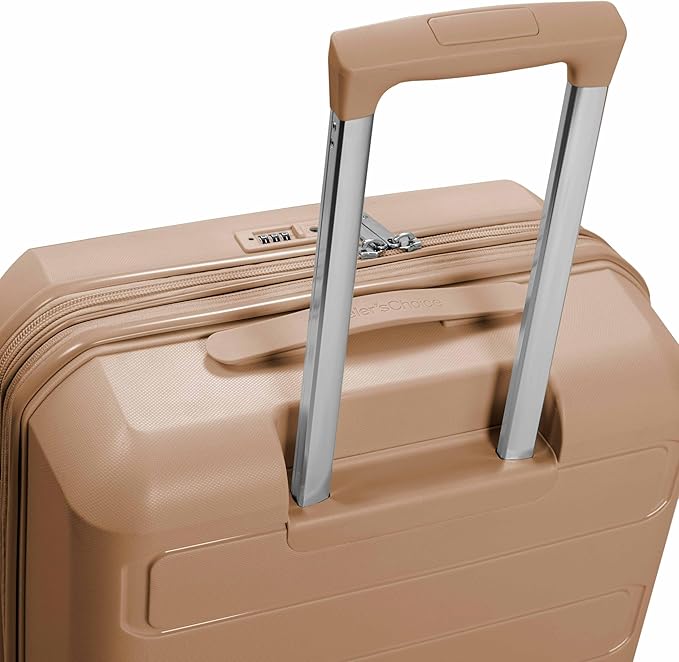 Traveler's Choice Pagosa Indestructible Hardshell Expandable Spinner Luggage, Latte Beige, 2-Piece Set (22/26)
