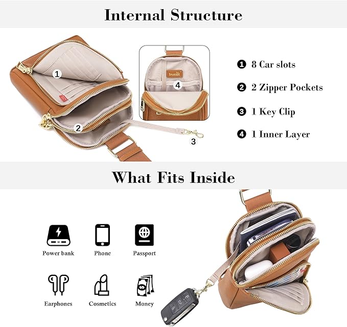 INICAT RFID Blocking Sling Bag Anti Theft Crossbody Bags Women Valentine's Day Gifts Travel Purses Vegan Leather