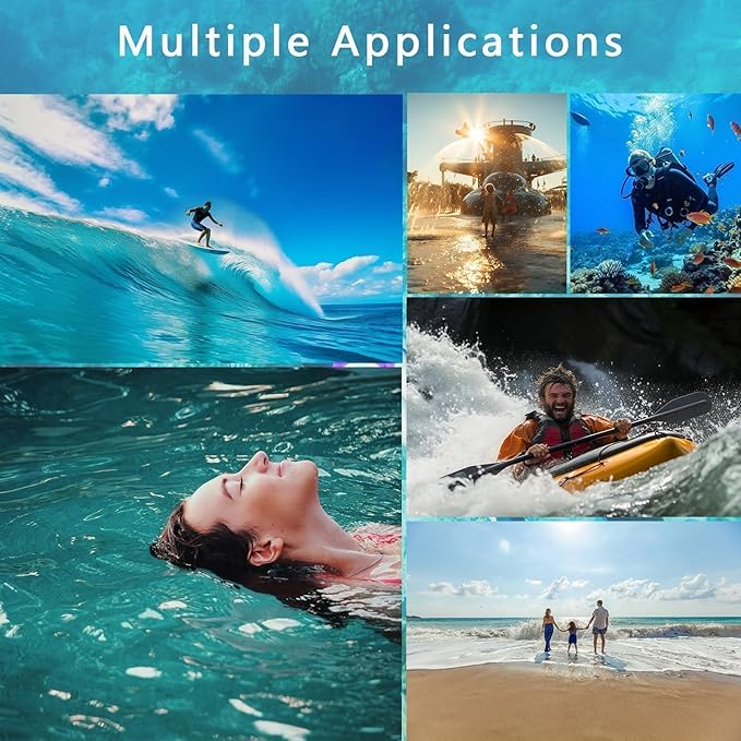 Floatable Waterproof Phone Pouch Case 2 Pax for iPhone 17 16 Pro Max/15/14/13/12, IP68 Travel Cellphone Dry Bag Beach Cruise Ship Essentials Bags with Crossbody Lanyard,Blue and Black-7″