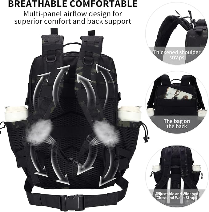 55L Tactical Backpack Heavy Duty Military Rucksack Molle Backpack 3 Day Assault Pack for Work Outdoors
