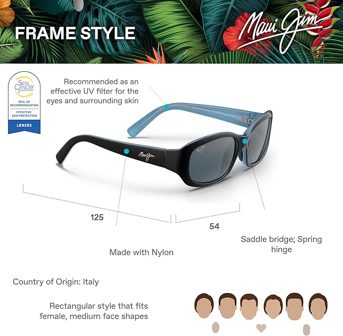 Maui Jim Polarized Women's Punchbowl Rectangular Sunglasses