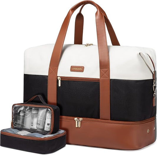 LOVEVOOK Weekender Bag, Large Travel Duffel Bag for Women with 2 Packing Cubes, Carry on Overnight Bag with Shoe Compartment, Mom Hospital Bags for Labor and Delivery