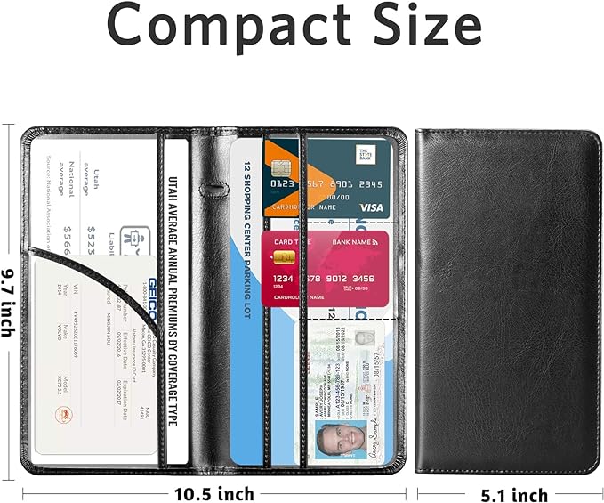 CoBak Car Registration and Insurance Holder - Vehicle Glove Box Car Organizer,Auto Truck Comparment Accessories Case with Magnetic Closure for Driver License,Cards